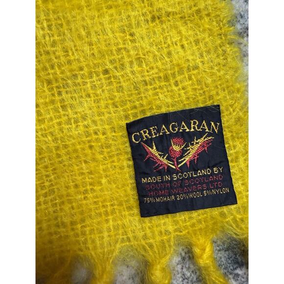Vintage Creagaran Scotland Home Weavers Scarf Mohair Wool Yellow Scottish 9x70” - Picture 2 of 6